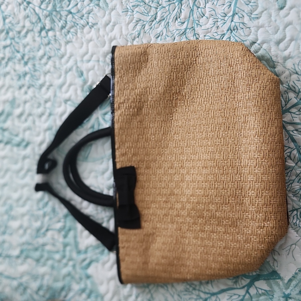 Bath & Body Works Chic Bow and Gingham Straw Tote Bag
